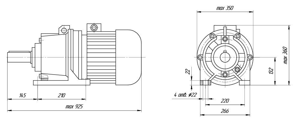 Технические характеристики мотор-редуктора 3МП-50\Исполнение на лапах
